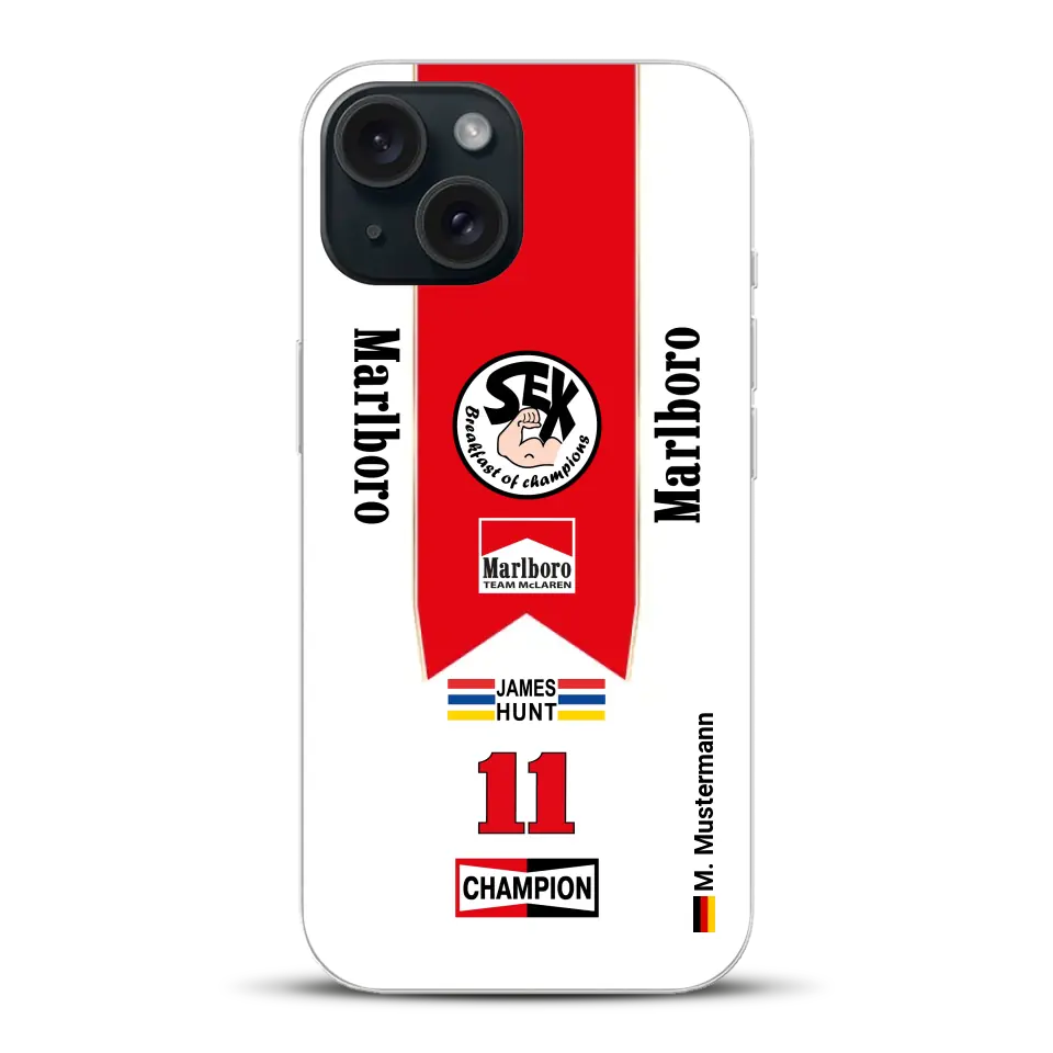 James Hunt McLaren M23 Livery - Custodia per cellulare personalizzata per iPhone