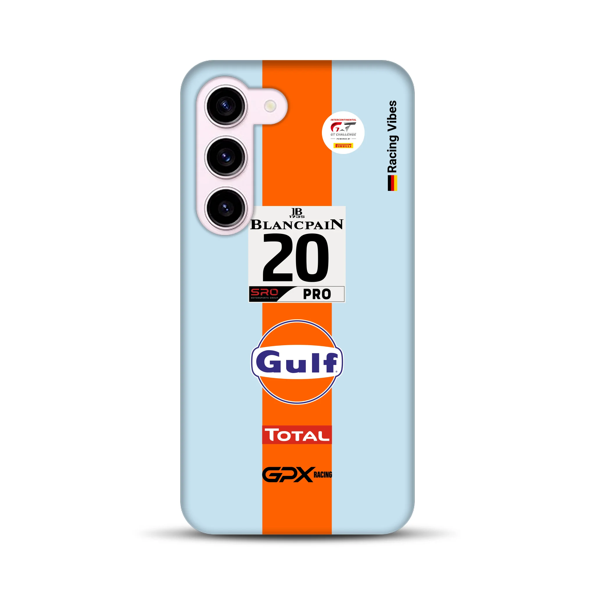 Gulf Porsche GT Livery – Custodia premium personalizzata per Samsung
