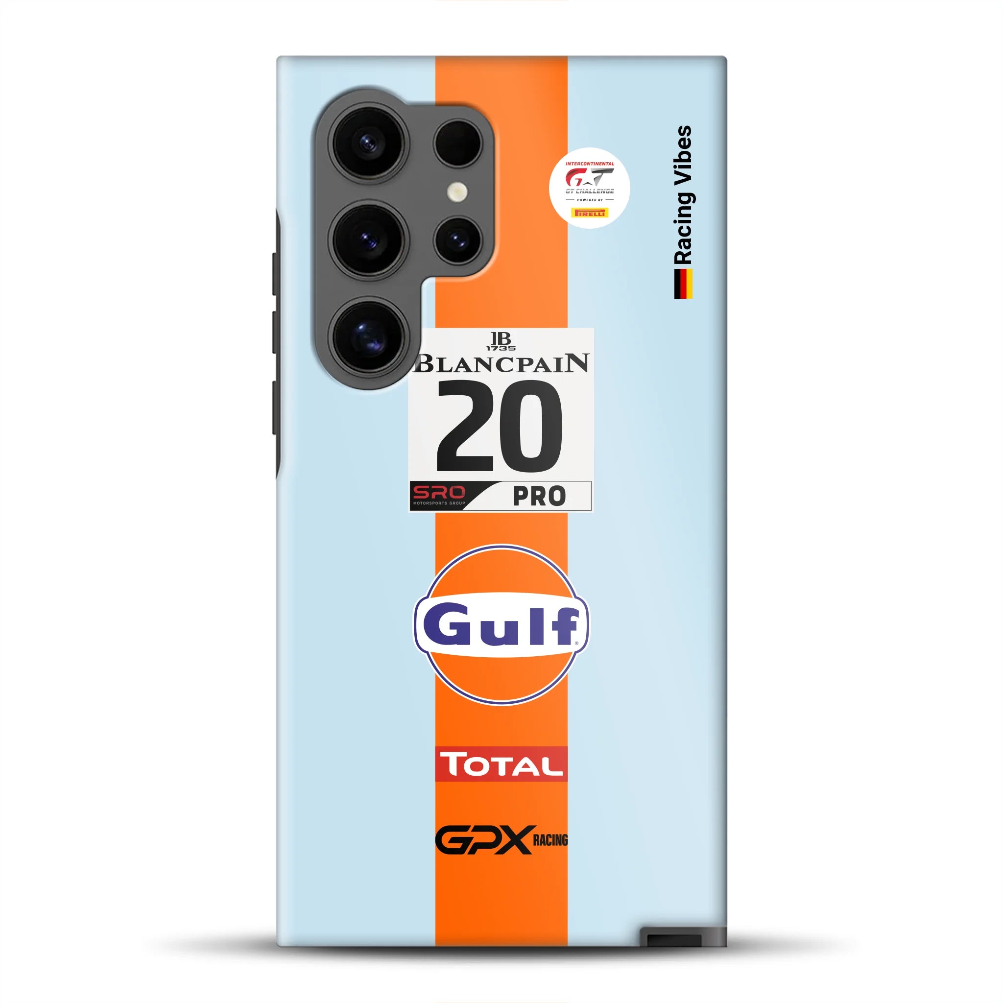 Gulf Porsche GT Livery – Custodia premium personalizzata per Samsung
