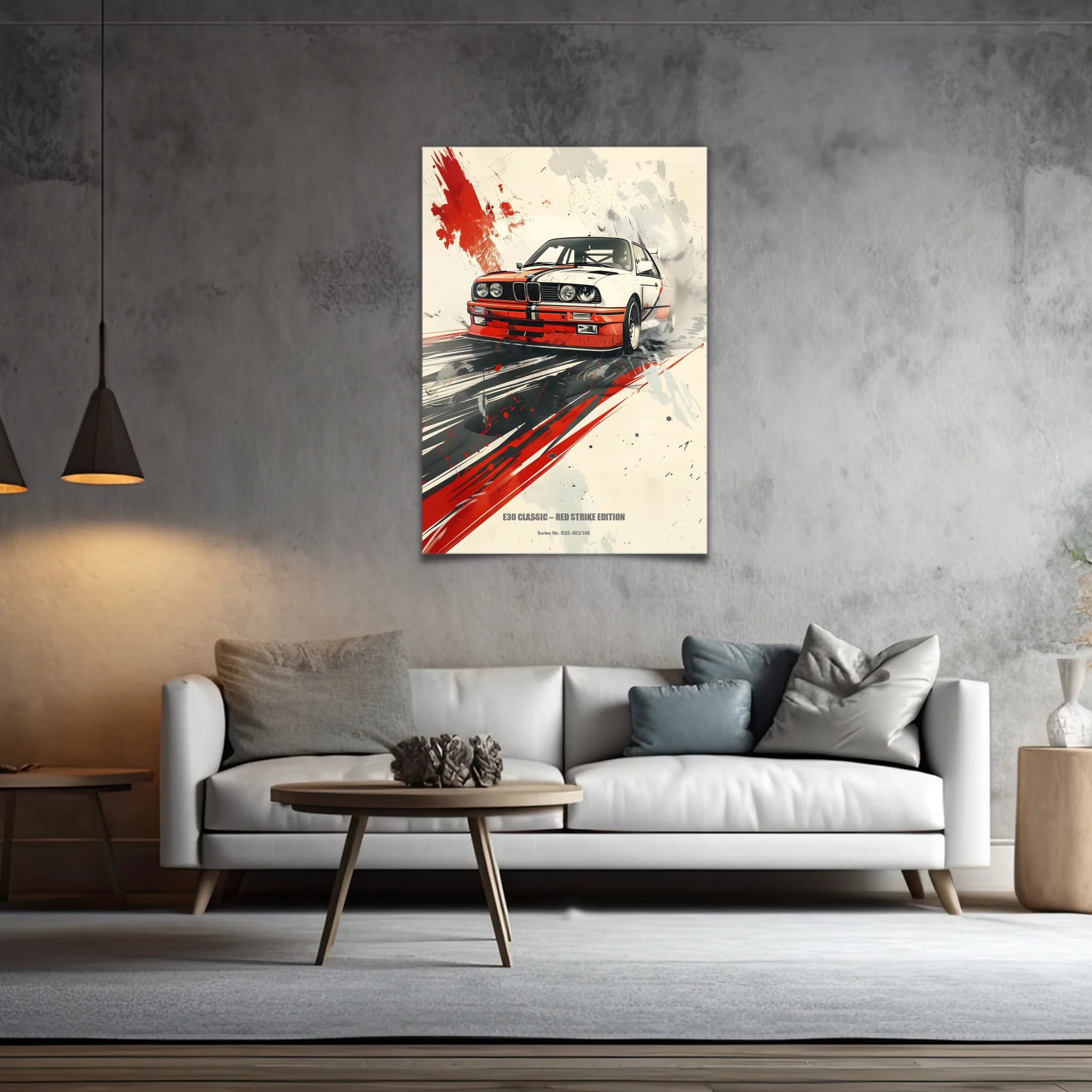 E30 Classic – Red Strike Edition | Retro Motorsport Wandbild