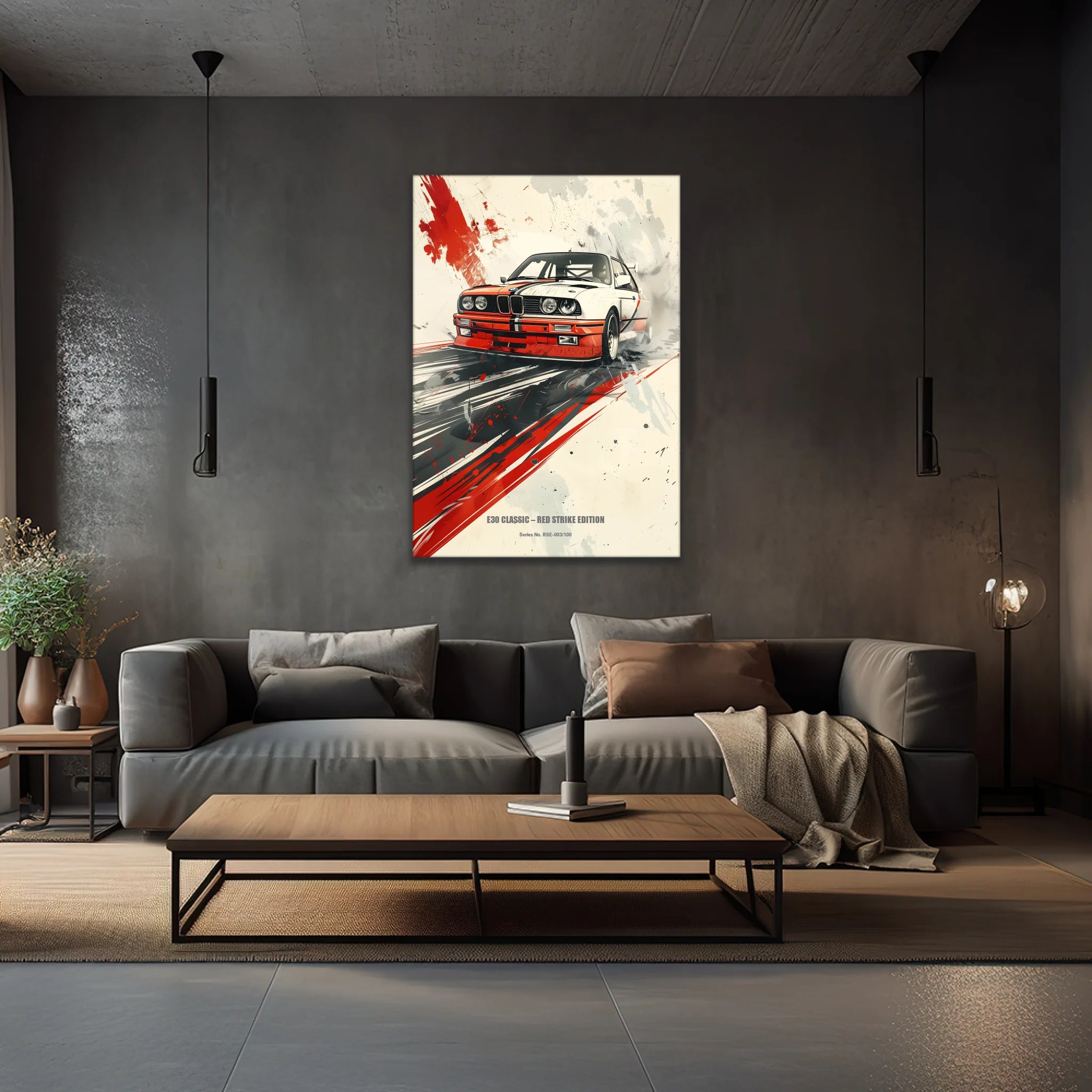 E30 Classic – Red Strike Edition | Retro Motorsport Wandbild