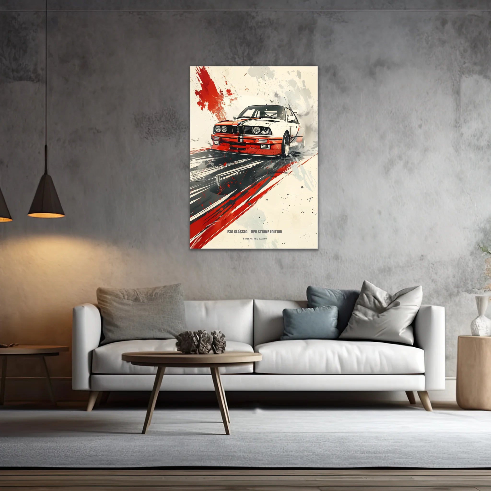 E30 Classic – Red Strike Edition | Retro Motorsport Wandbild