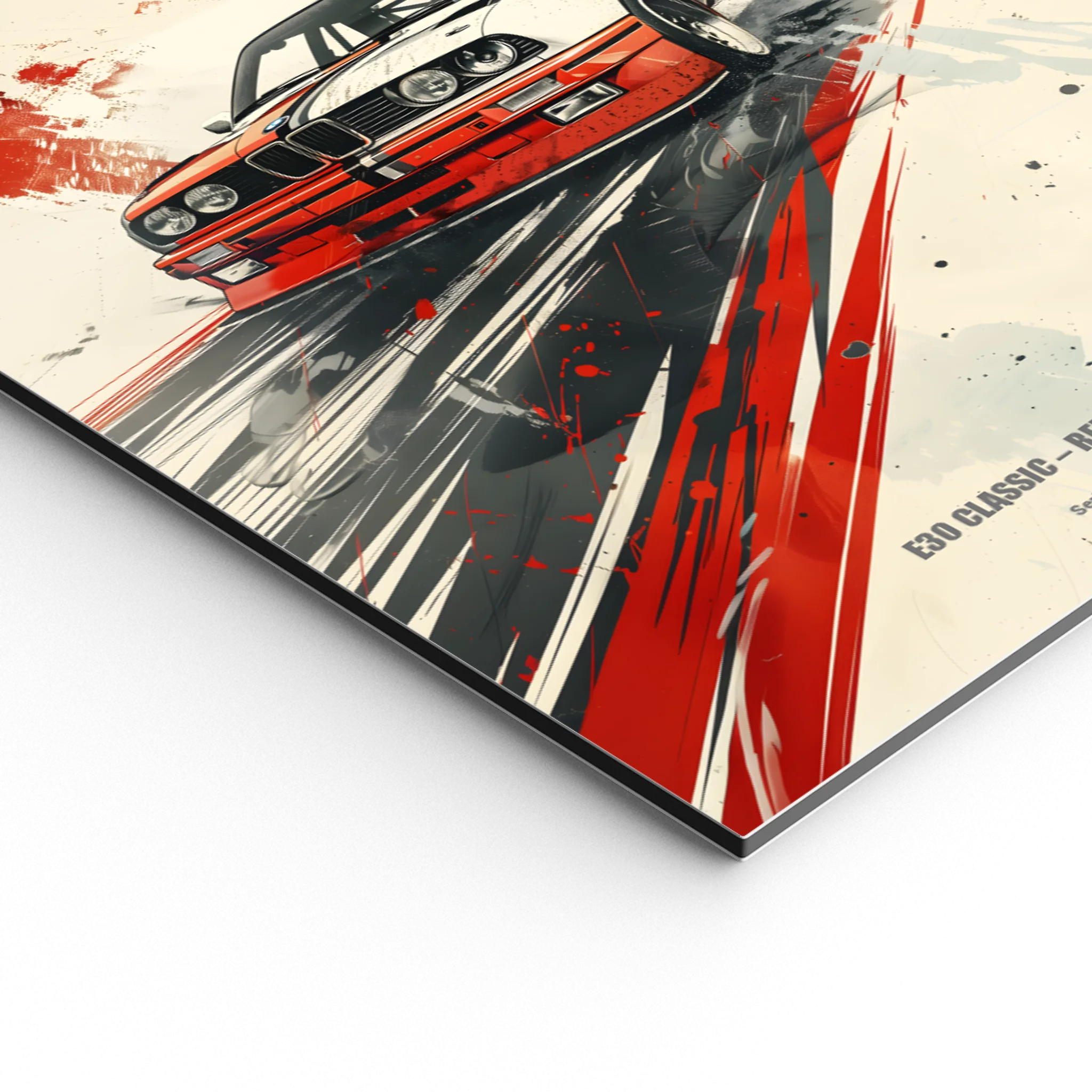 E30 Classic – Red Strike Edition | Retro Motorsport Wandbild