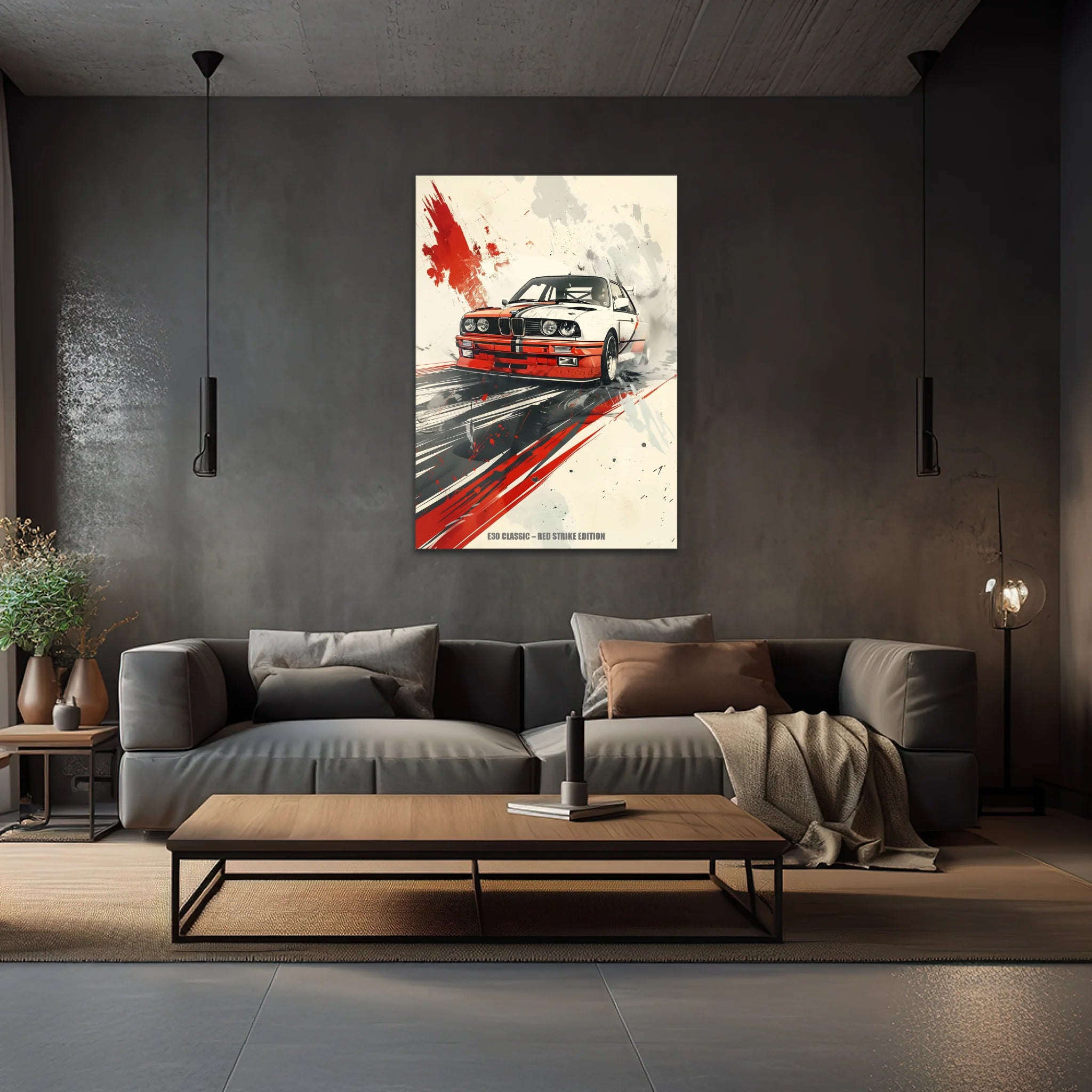 E30 Classic – Red Strike Edition | Retro Motorsport Wandbild