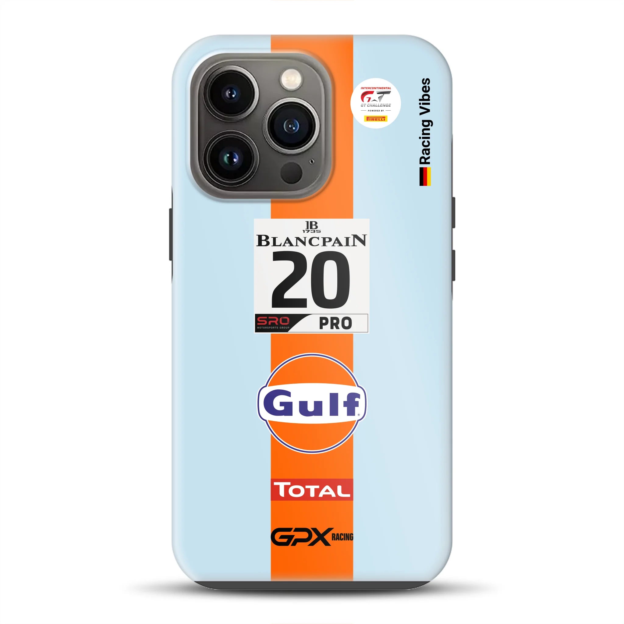 Gulf Porsche GT Livery – Custodia premium personalizzata per iPhone