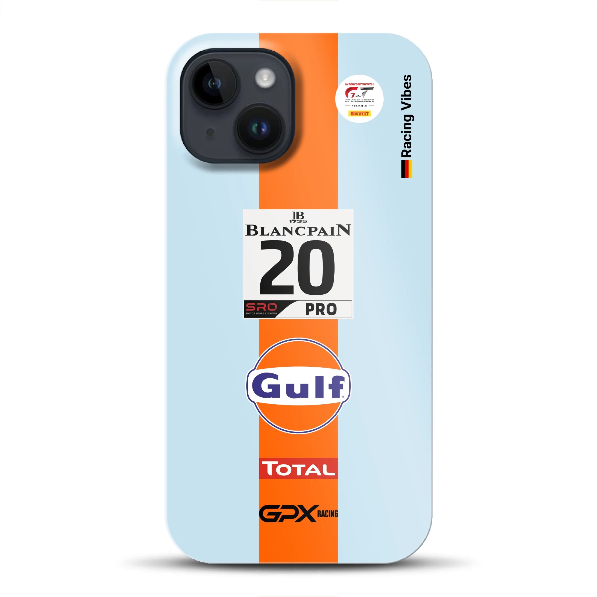 Gulf Porsche GT Livery – Custodia premium personalizzata per iPhone