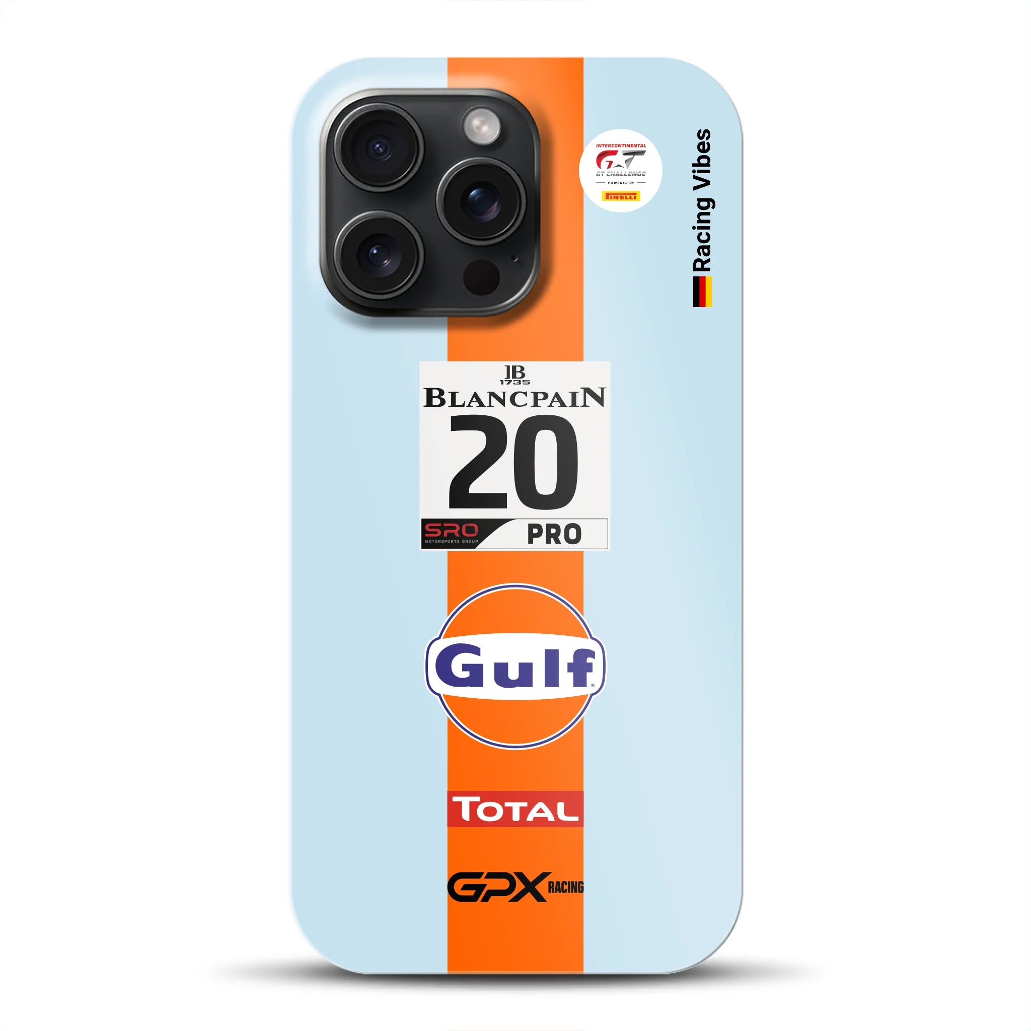 Gulf Porsche GT Livery – Custodia premium personalizzata per iPhone