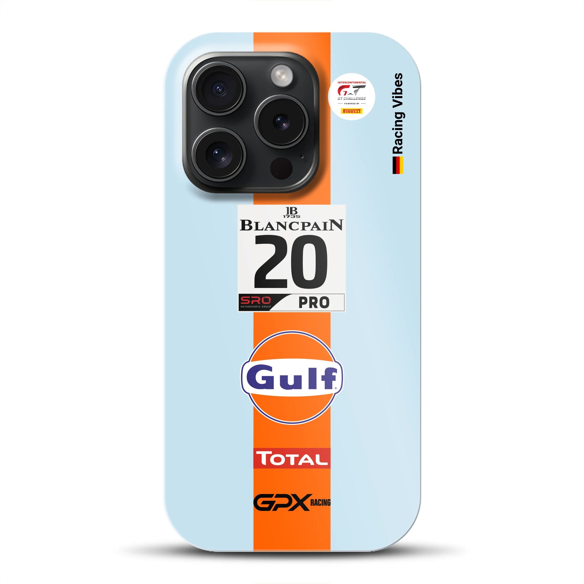 Gulf Porsche GT Livery – Custodia premium personalizzata per iPhone