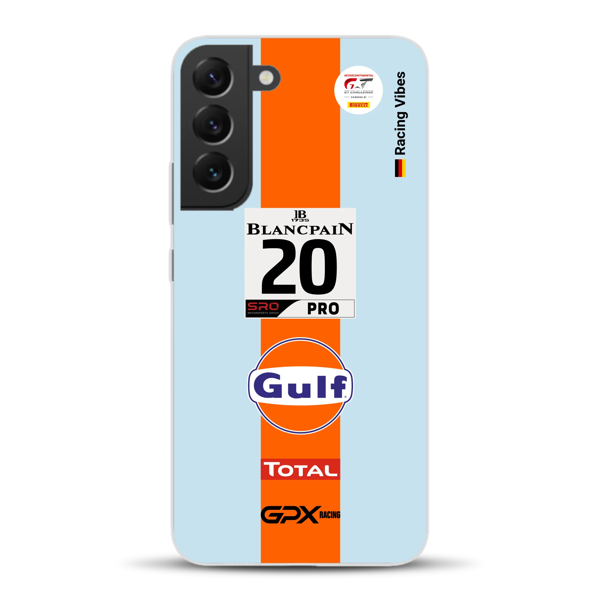 Gulf Porsche GT Livery - Custodia per cellulare personalizzata per Samsung