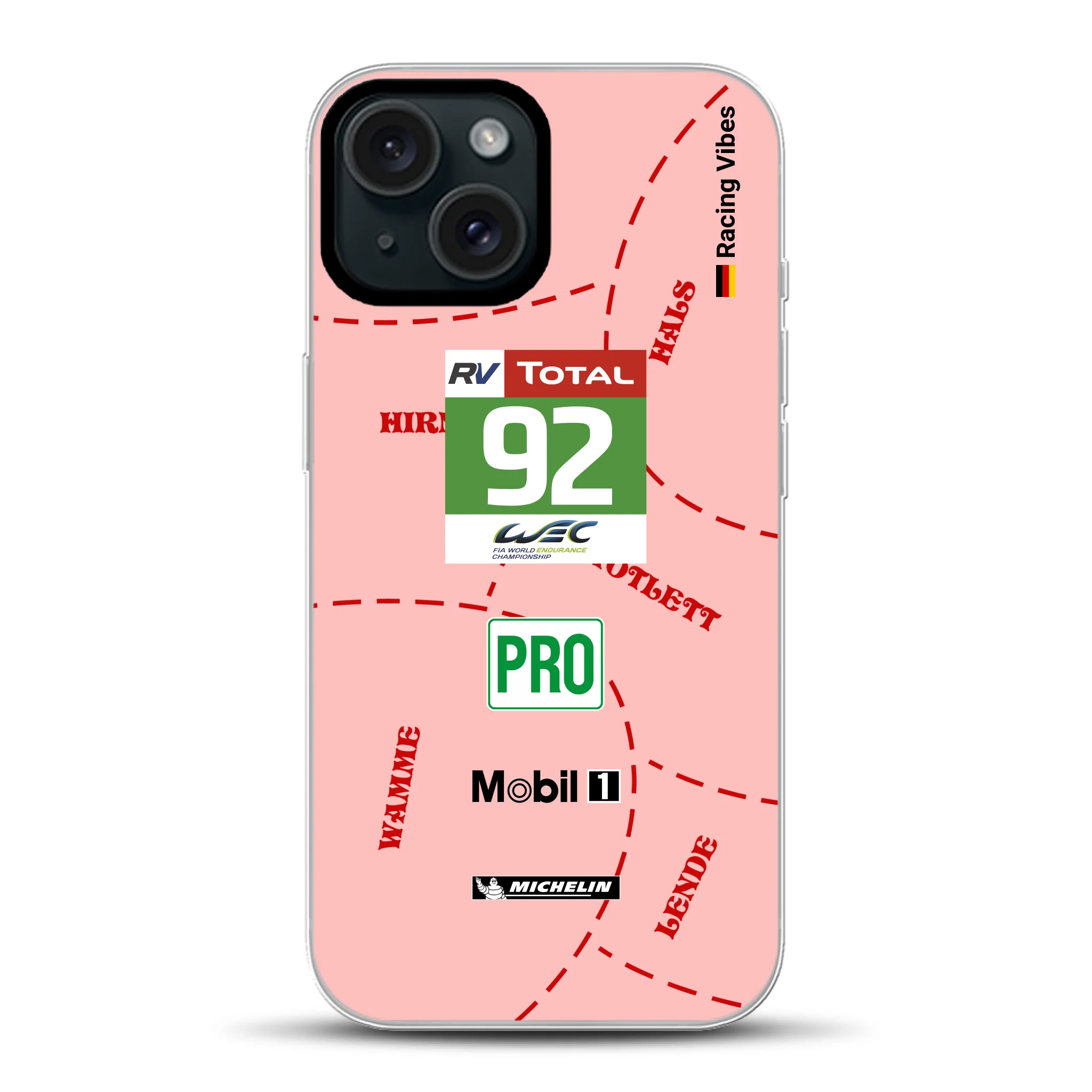 Pink Pig Porsche RSR Livery - Individuelle Hybrid Hülle mit MagSafe