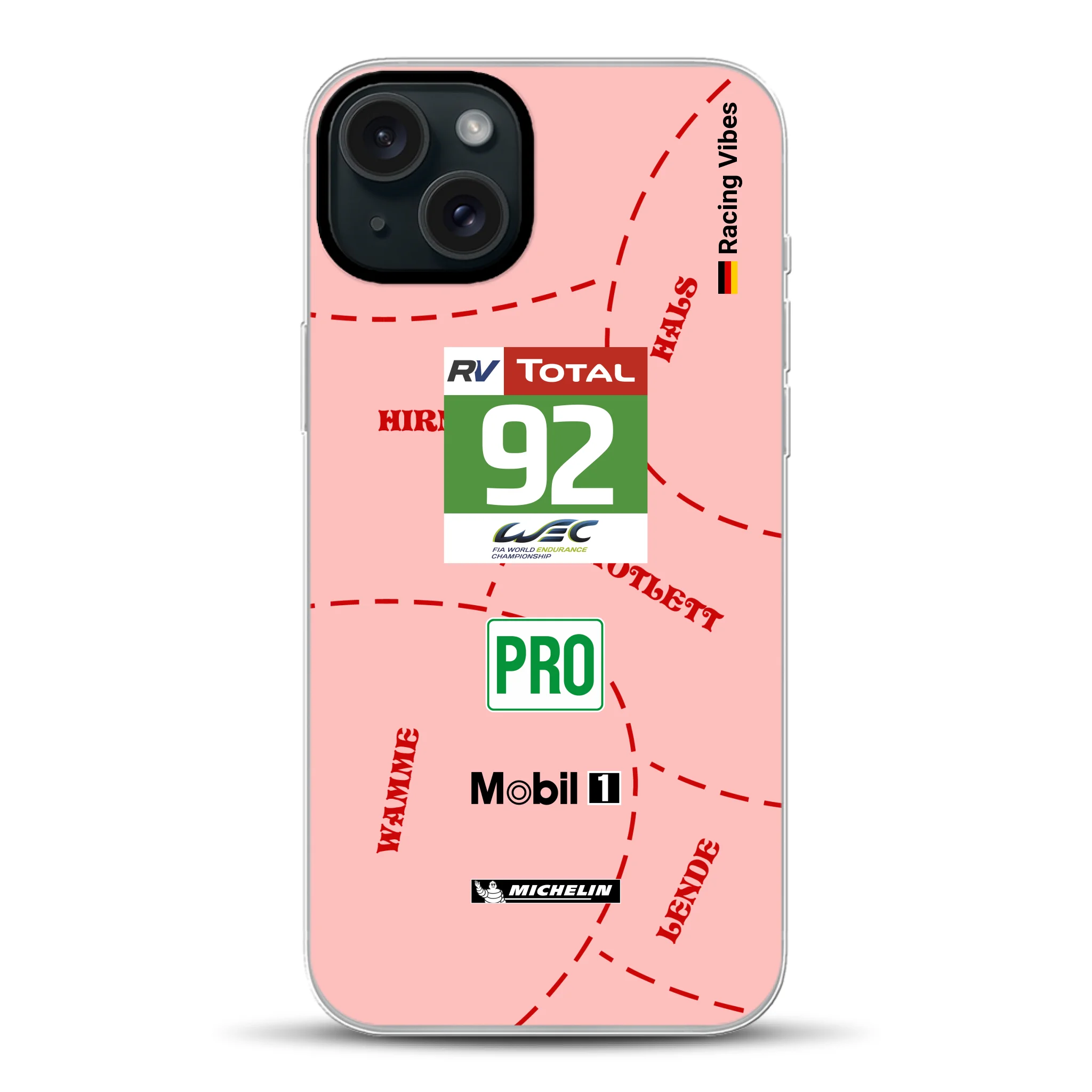 Pink Pig Porsche RSR Livery - Individuelle Hybrid Hülle mit MagSafe