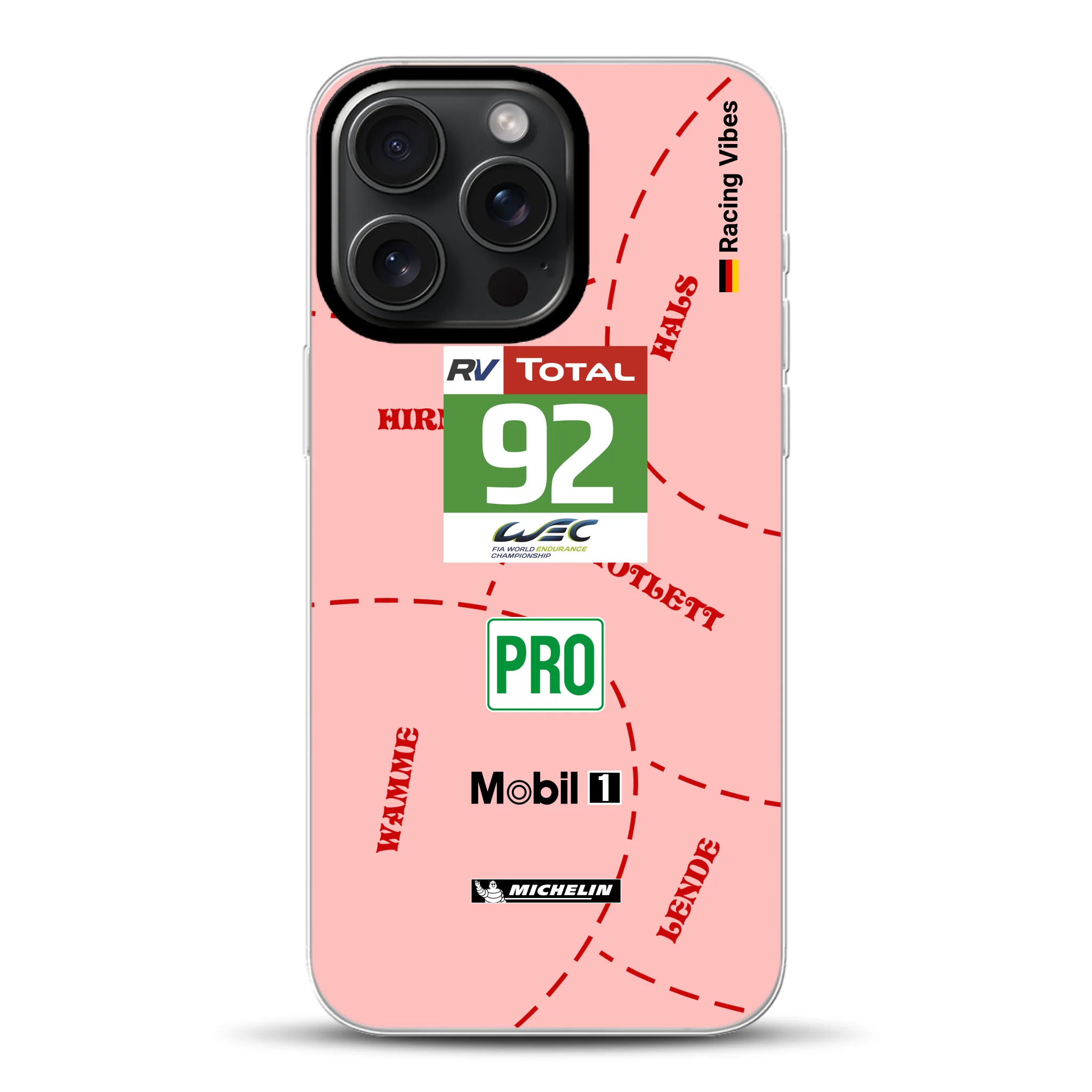 Pink Pig Porsche RSR Livery - Individuelle Hybrid Hülle mit MagSafe