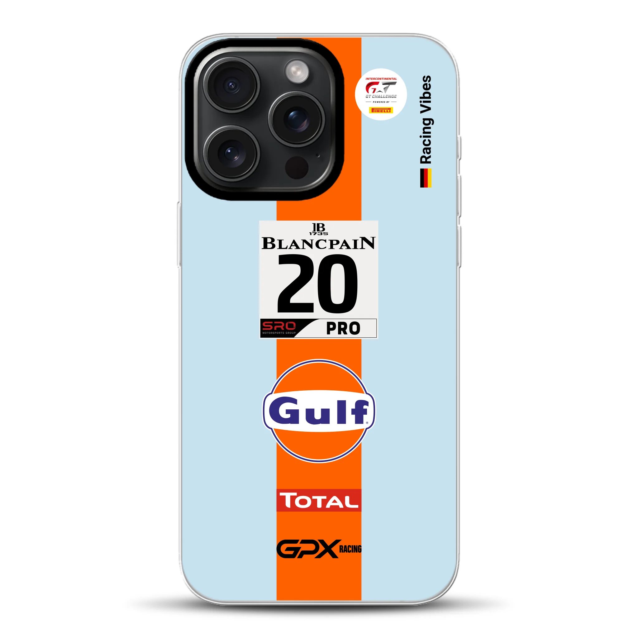 Gulf Porsche GT Livery - Individuelle Hybrid Hülle mit MagSafe