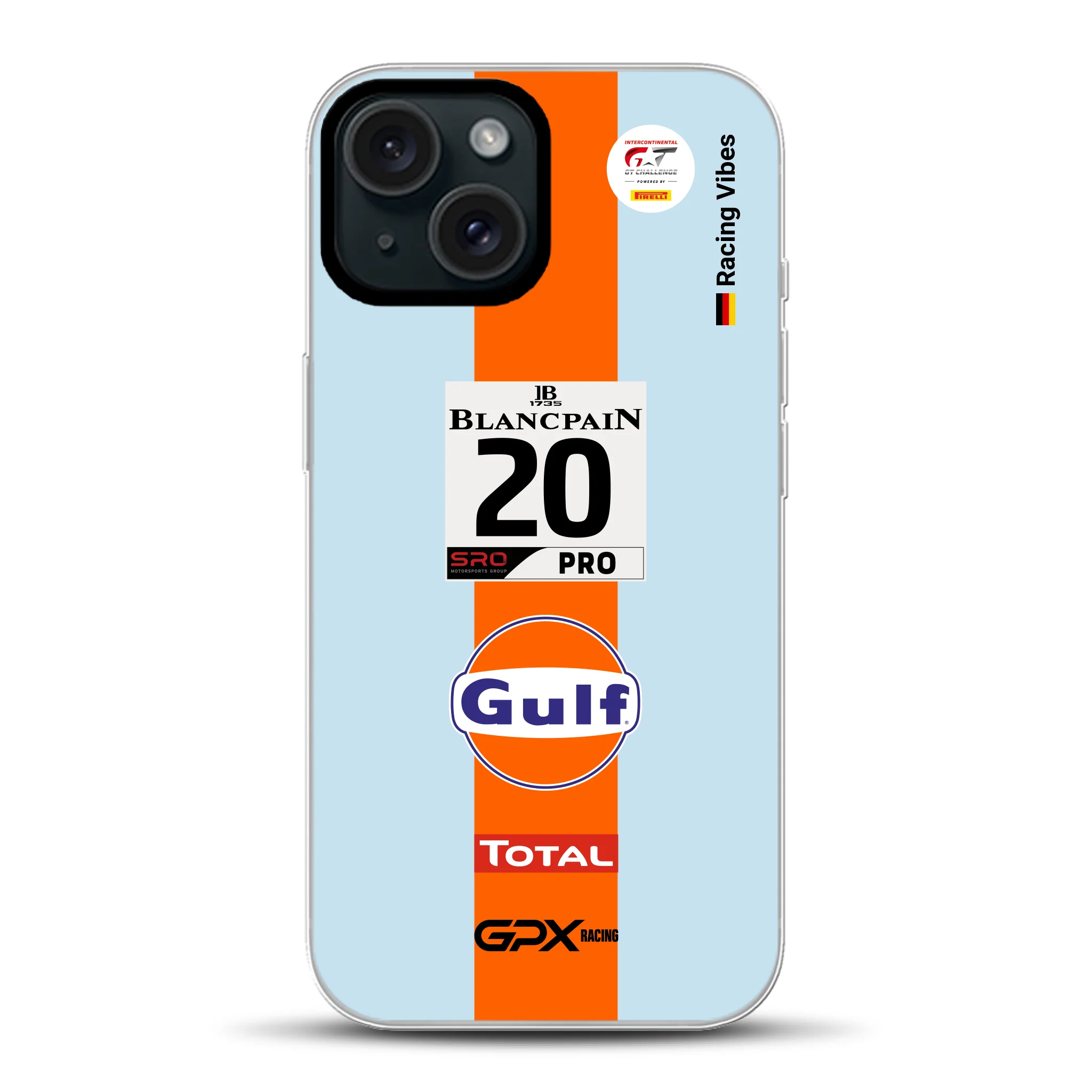 Gulf Porsche GT Livery - Individuelle Hybrid Hülle mit MagSafe