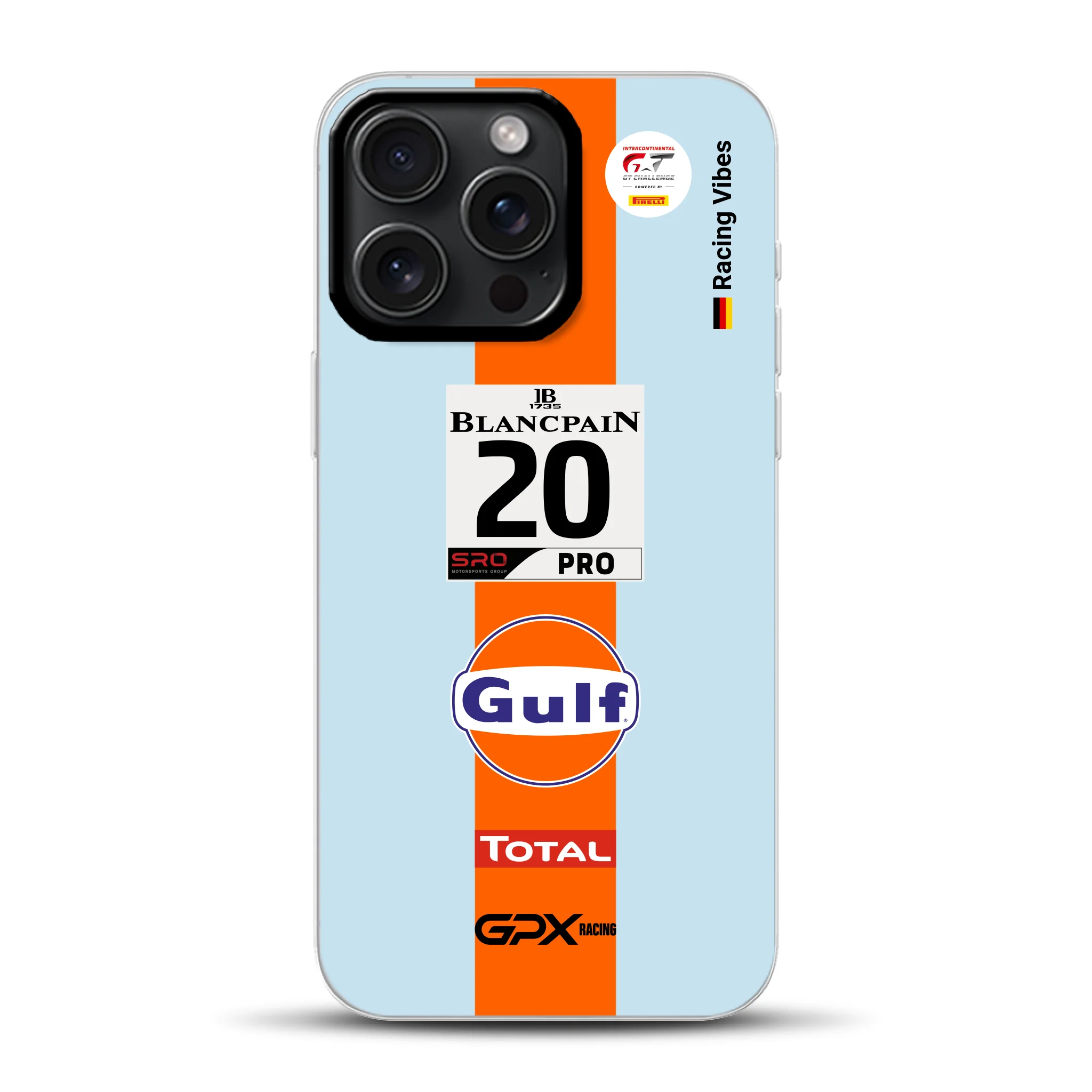 Gulf Porsche GT Livery - Individuelle Hybrid Hülle mit MagSafe