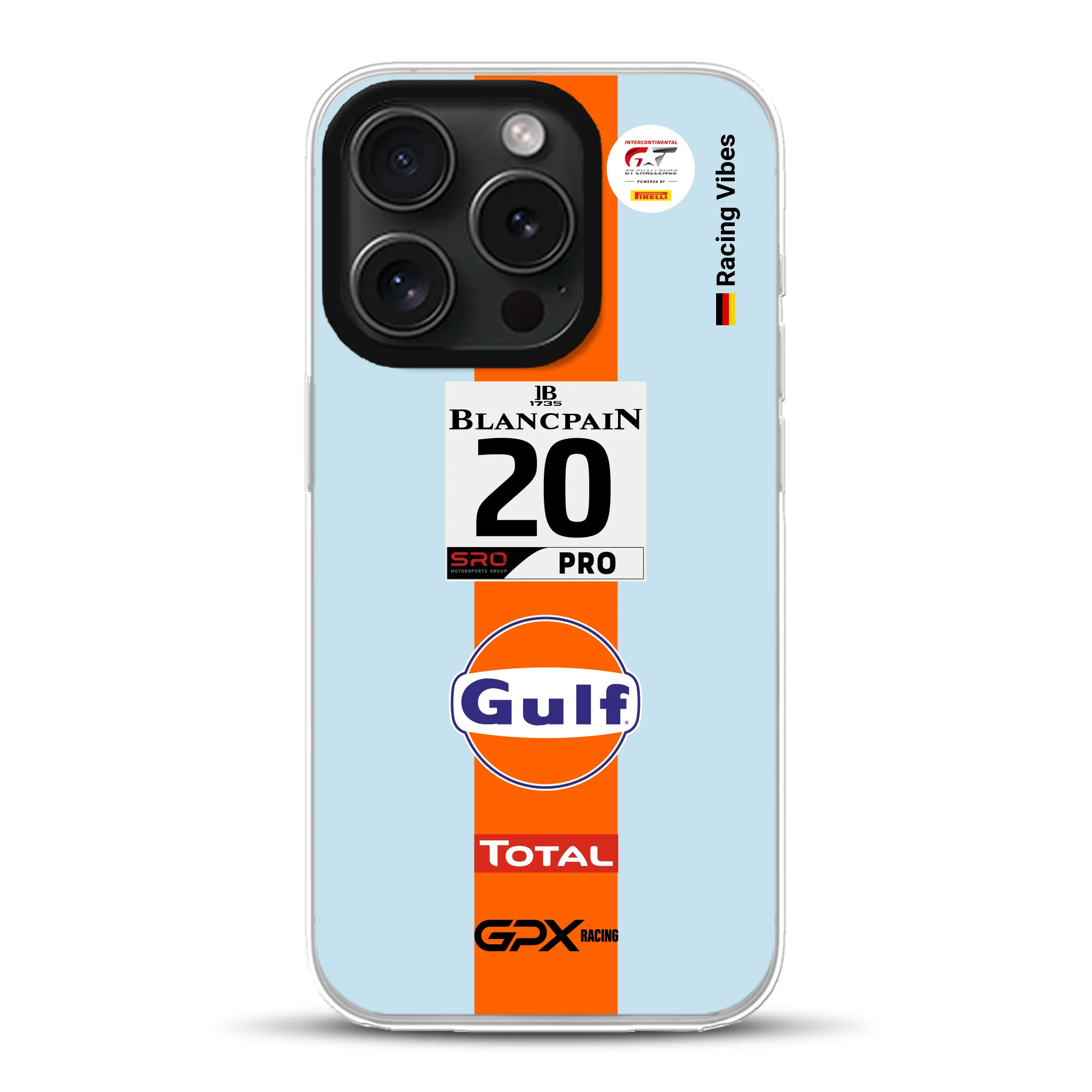 Gulf Porsche GT Livery - Individuelle Hybrid Hülle mit MagSafe