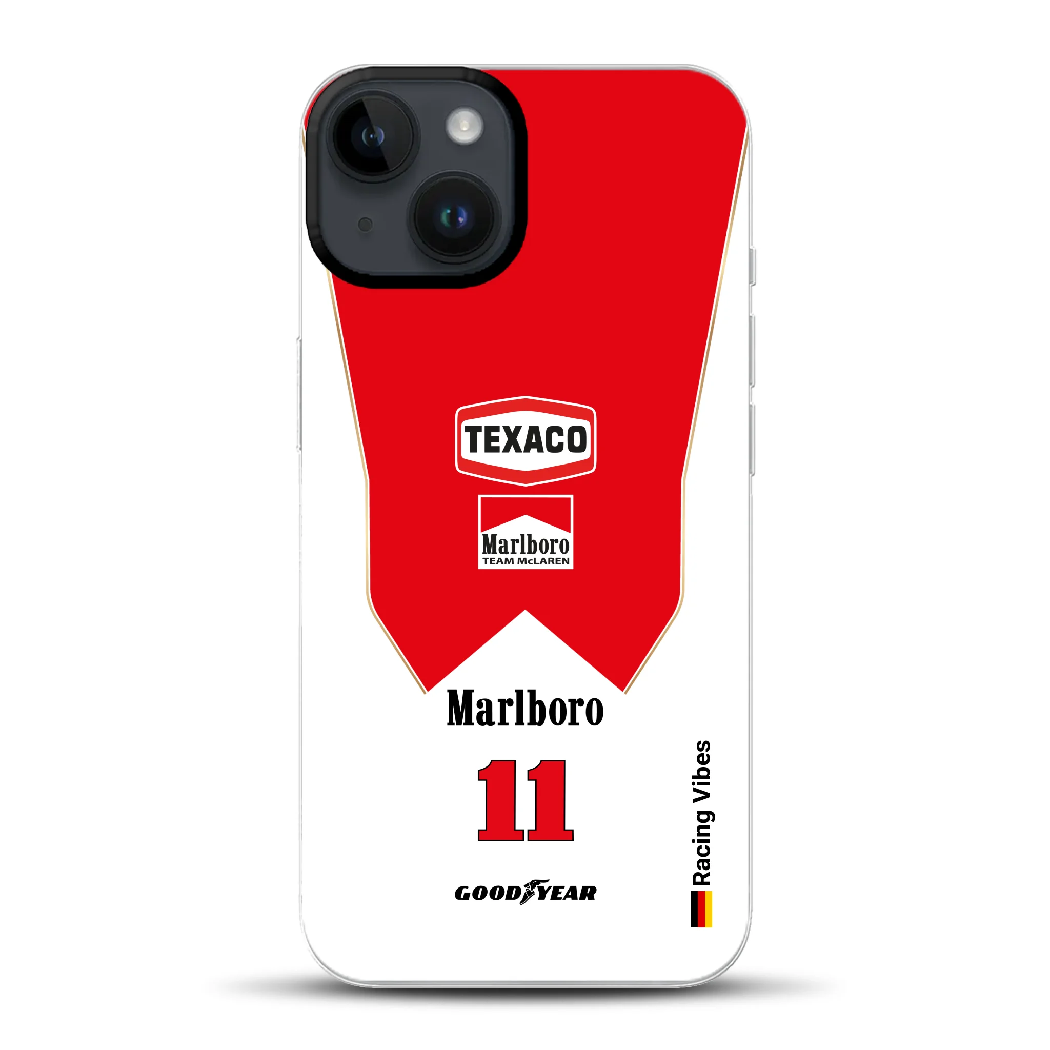 James Hunt McLaren M23 Livery - Individuelle Hybrid Hülle mit MagSafe