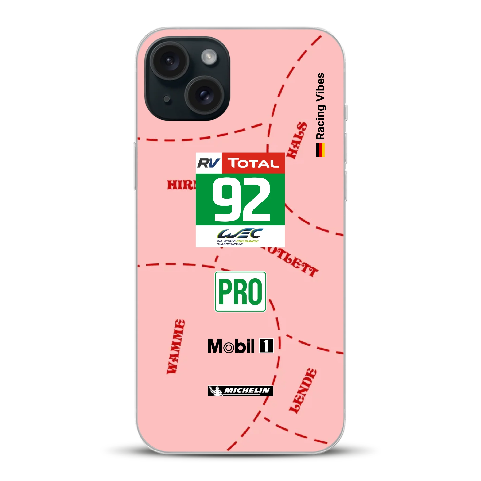Pink Pig Porsche RSR Livery - Custodia per cellulare personalizzata per iPhone