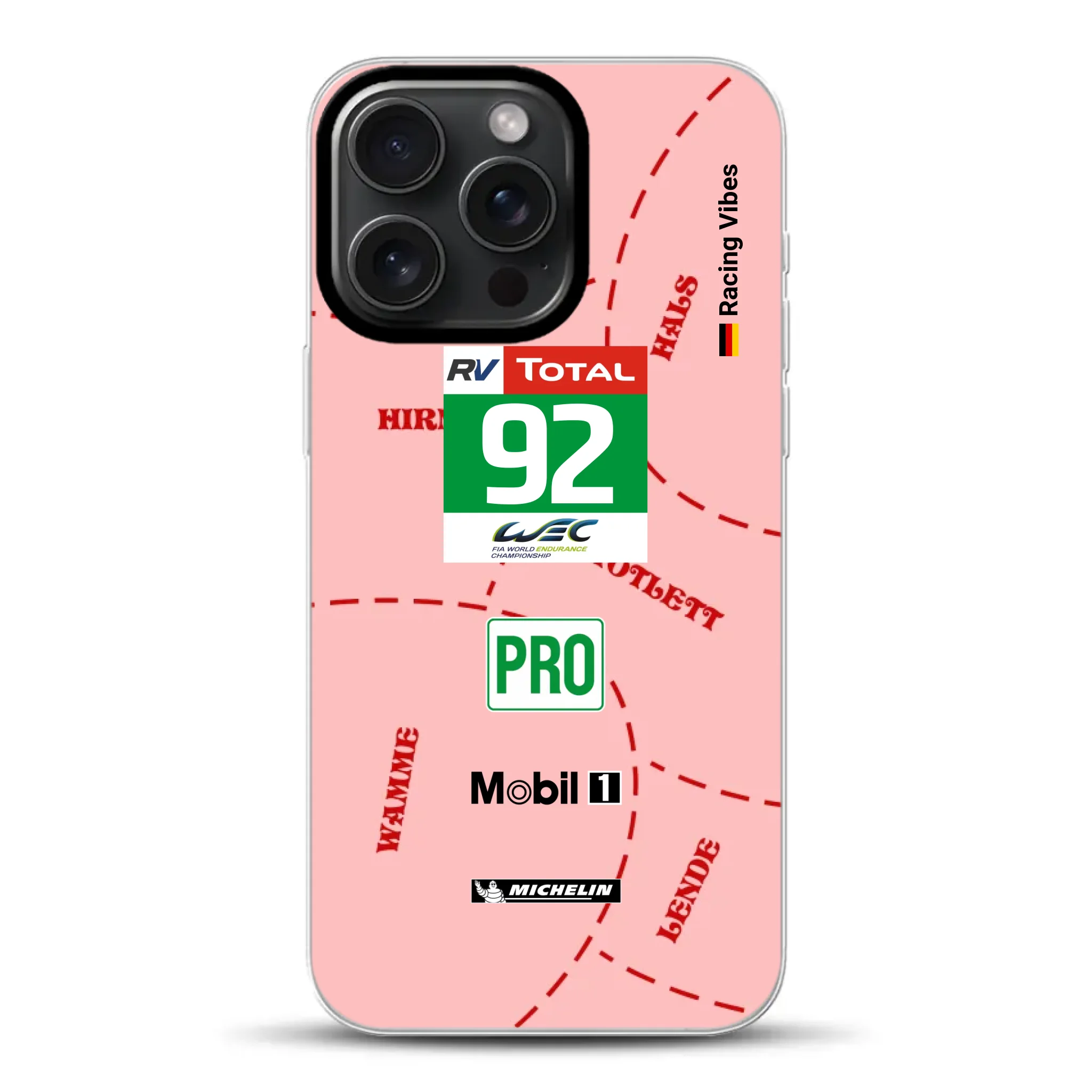 Pink Pig Porsche RSR Livery - Individuelle Hybrid Hülle mit MagSafe