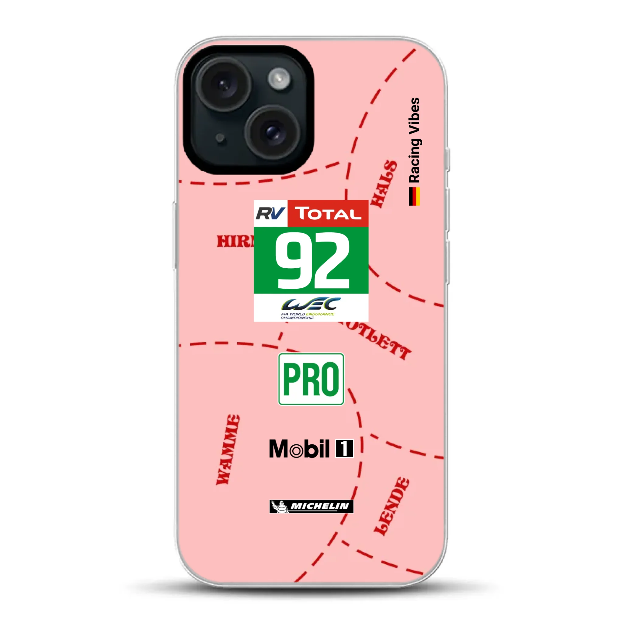 Pink Pig Porsche RSR Livery - Individuelle Hybrid Hülle mit MagSafe