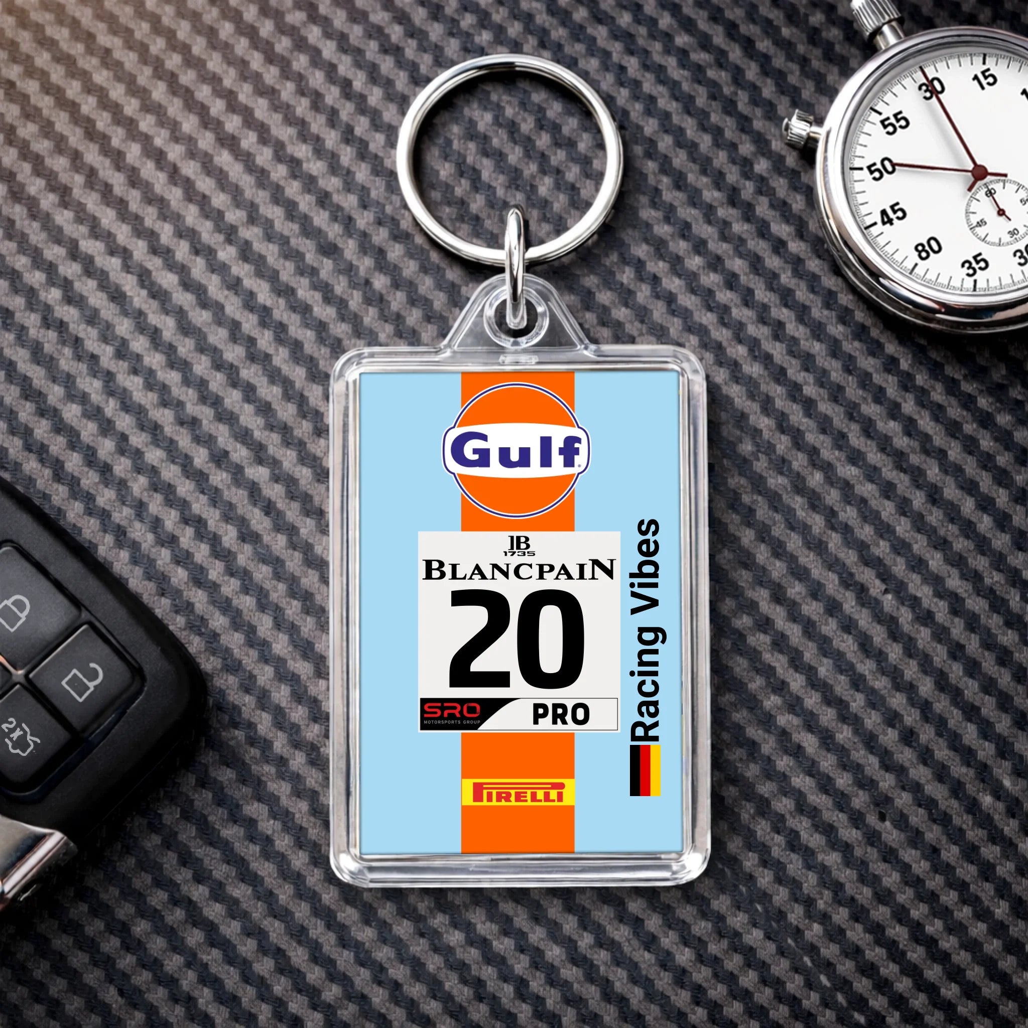 Gulf Porsche GT Livery - Porte-clés personnalisé