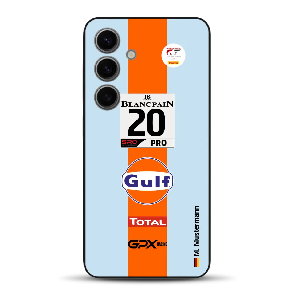 Gulf Porsche GT Livery - Custodia per cellulare personalizzata per Samsung