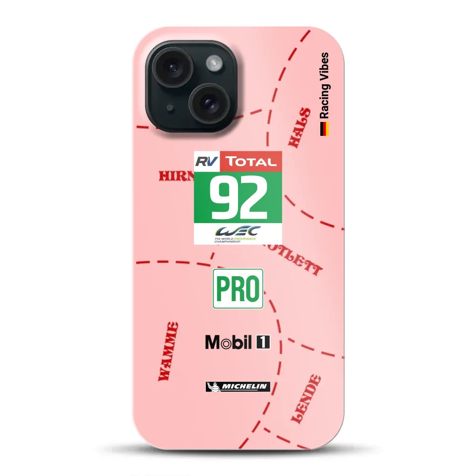 Pink Pig Porsche RSR Livery – Custodia premium personalizzata per iPhone