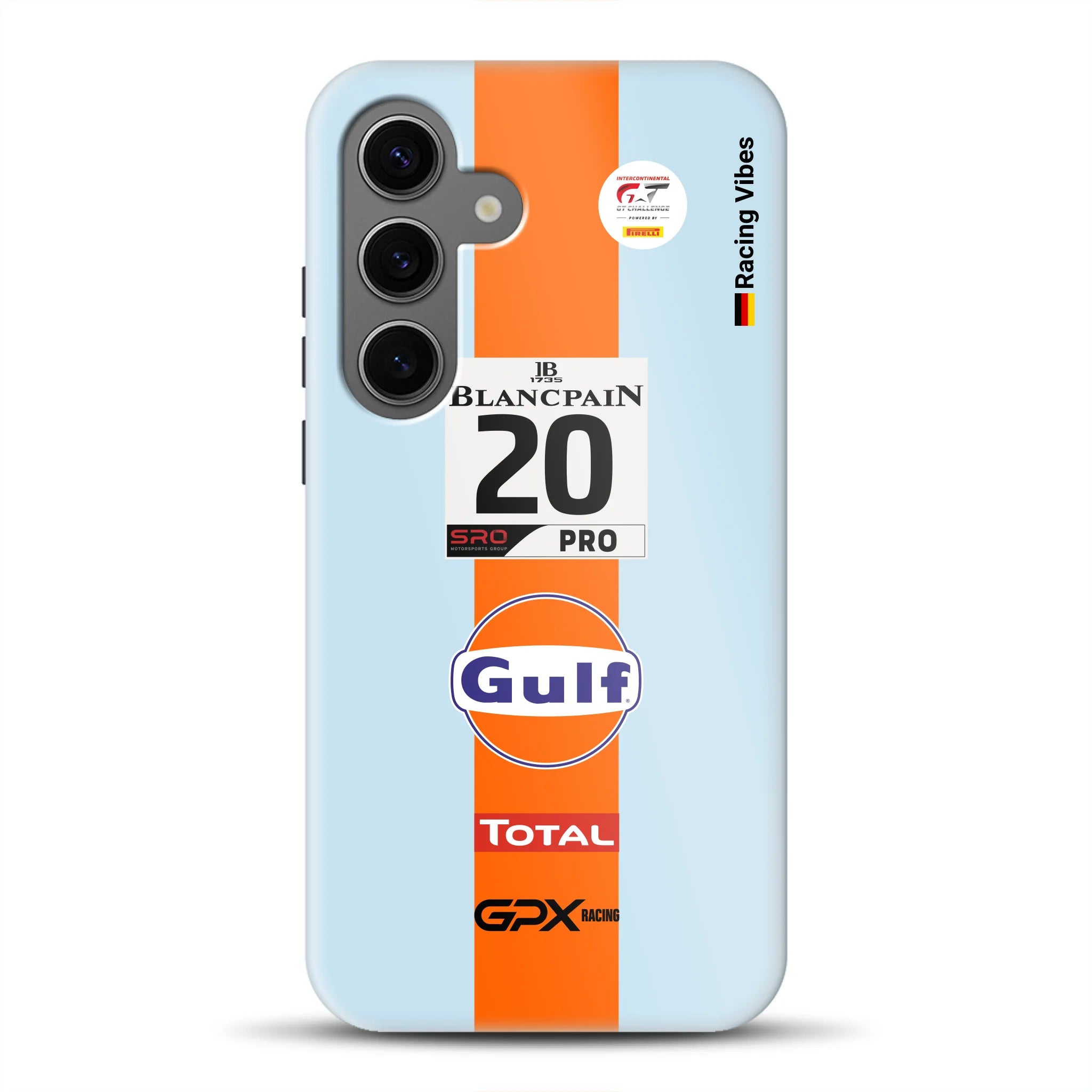 Gulf Porsche GT Livery – Custodia premium personalizzata per Samsung