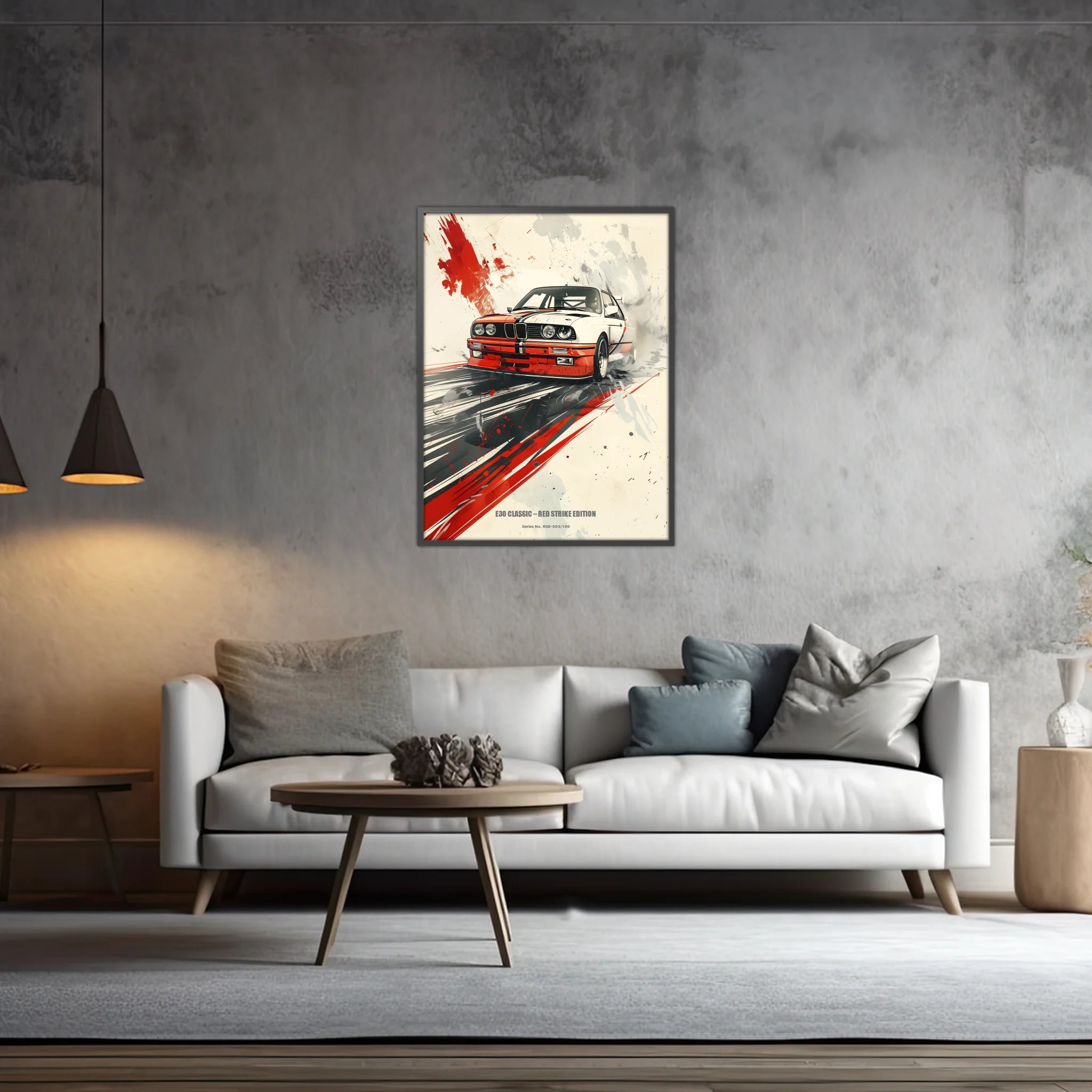 E30 Classic – Red Strike Edition | Retro Motorsport Wandbild