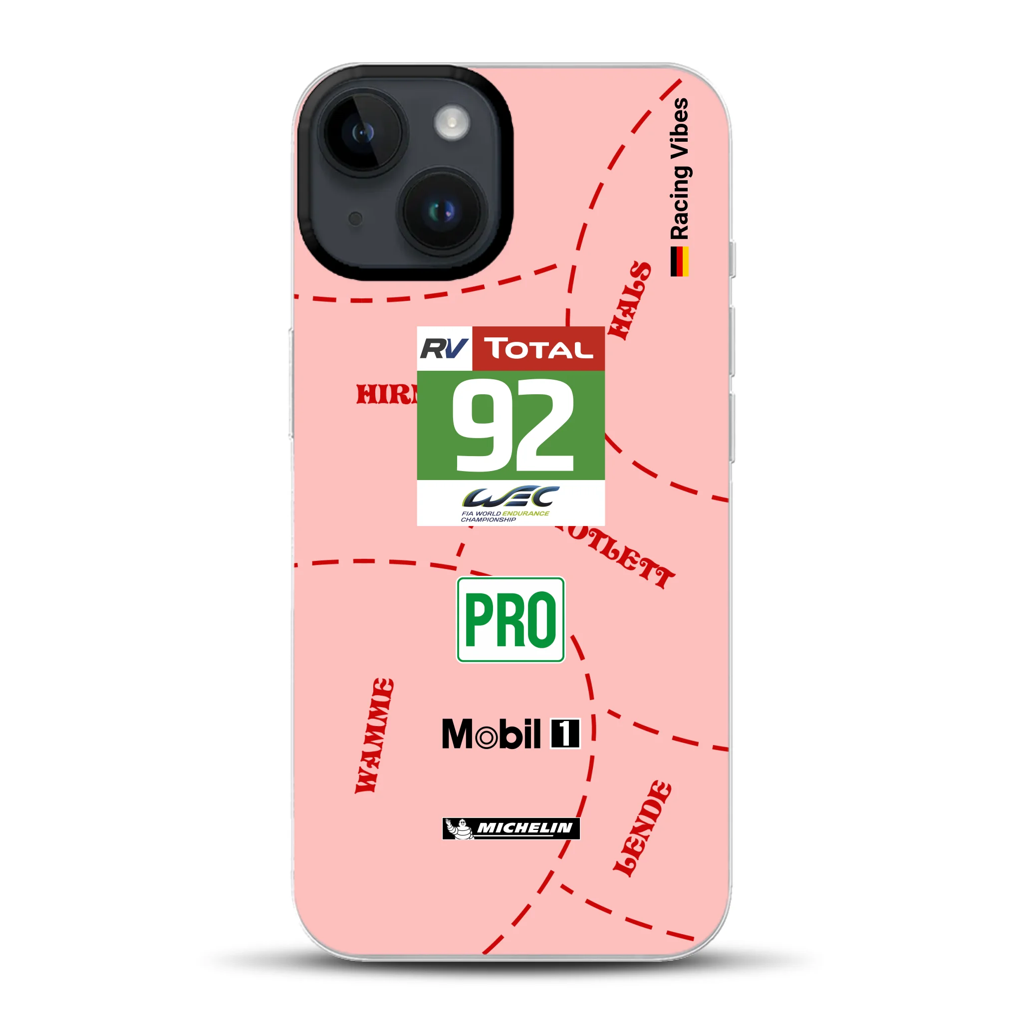 Pink Pig Porsche RSR Livery - Individuelle Hybrid Hülle mit MagSafe