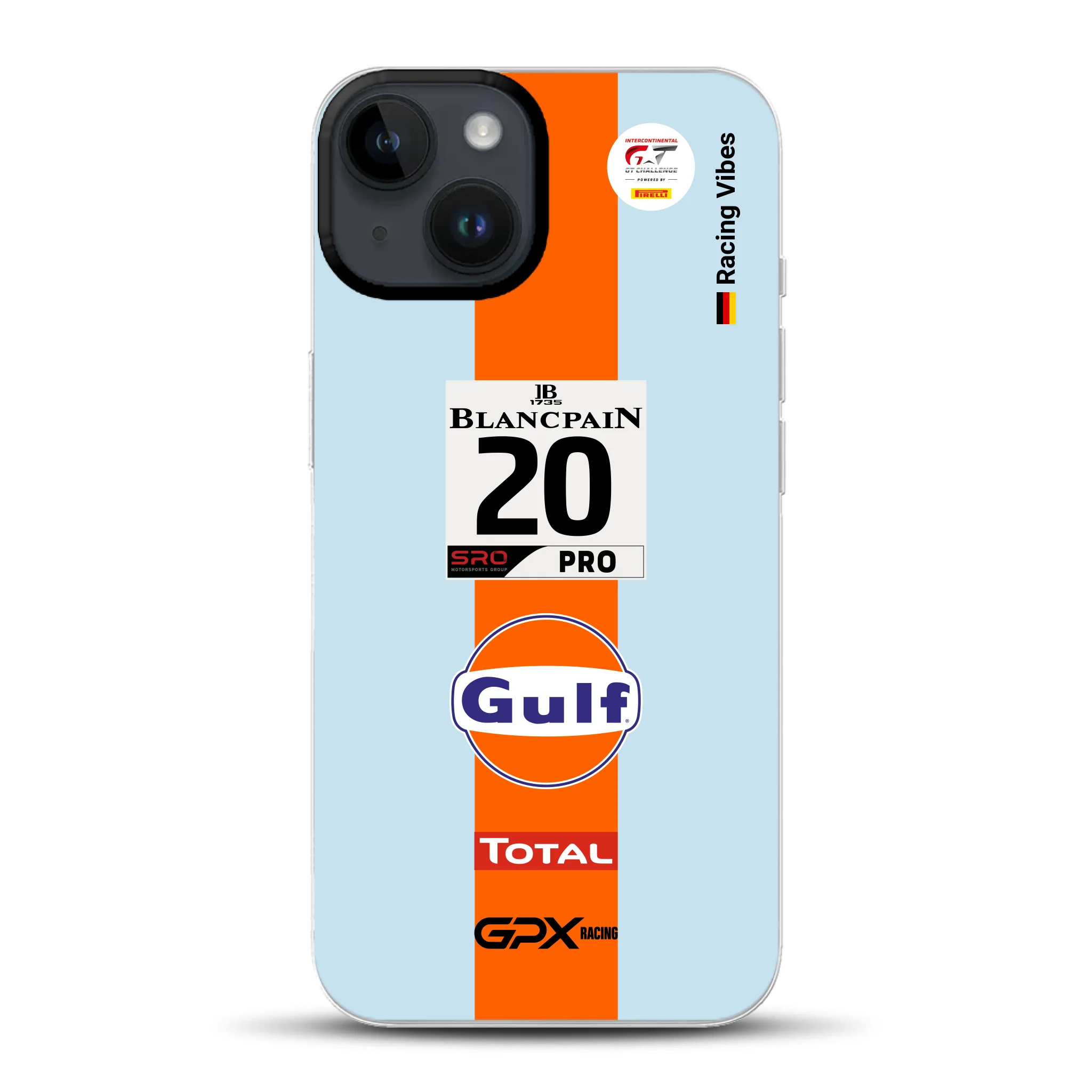Gulf Porsche GT Livery - Individuelle Hybrid Hülle mit MagSafe
