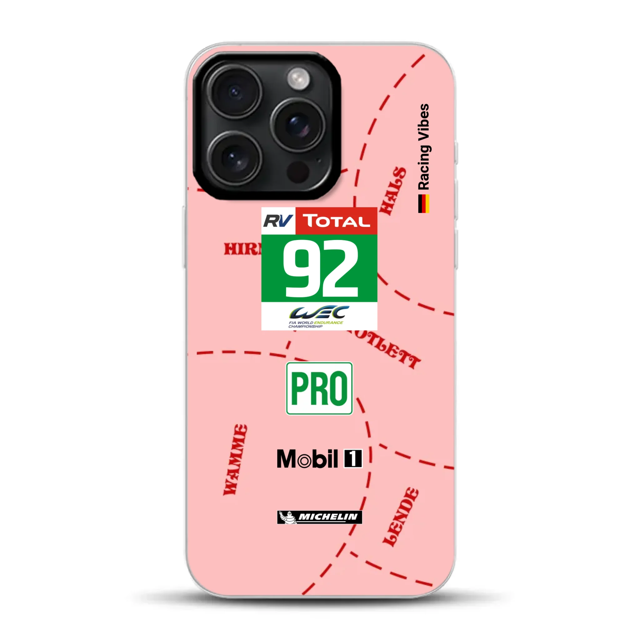 Pink Pig Porsche RSR Livery - Individuelle Hybrid Hülle mit MagSafe