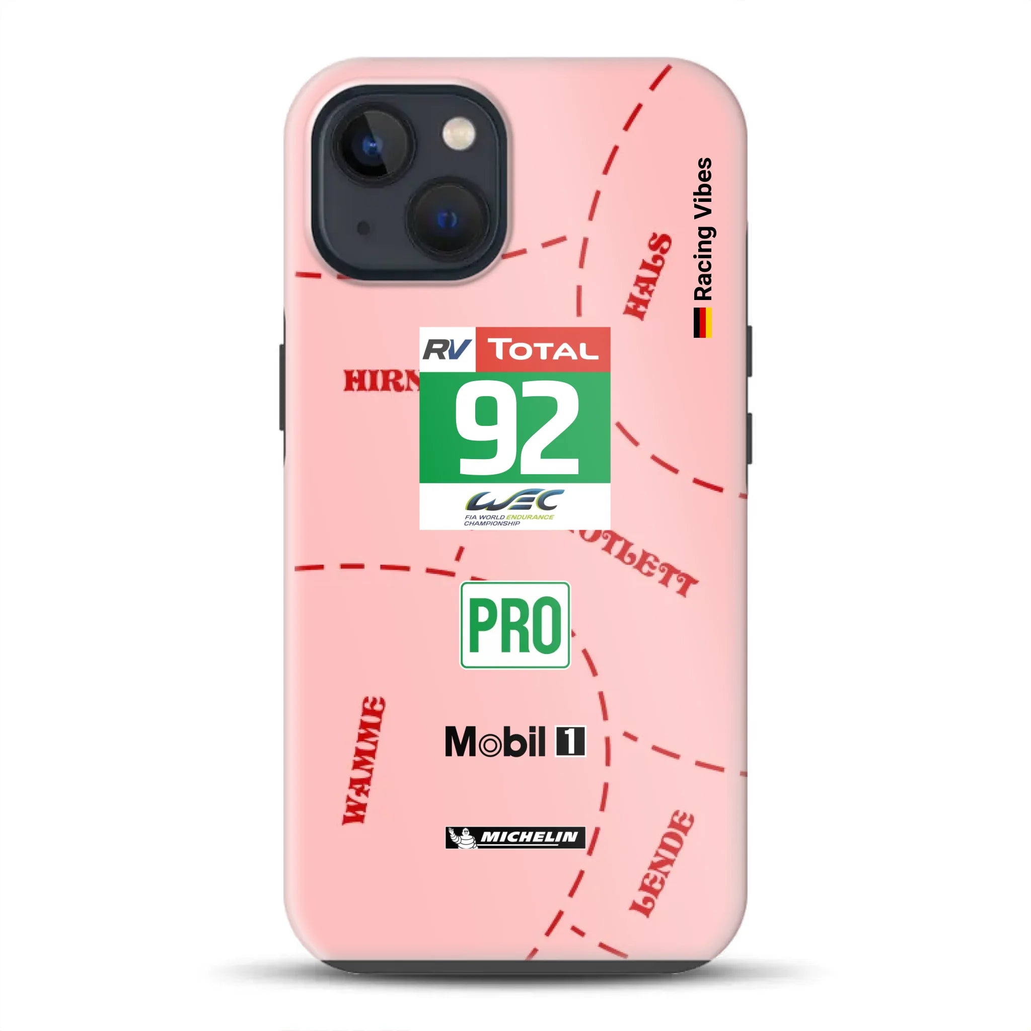 Pink Pig Porsche RSR Livery – Custodia premium personalizzata per iPhone