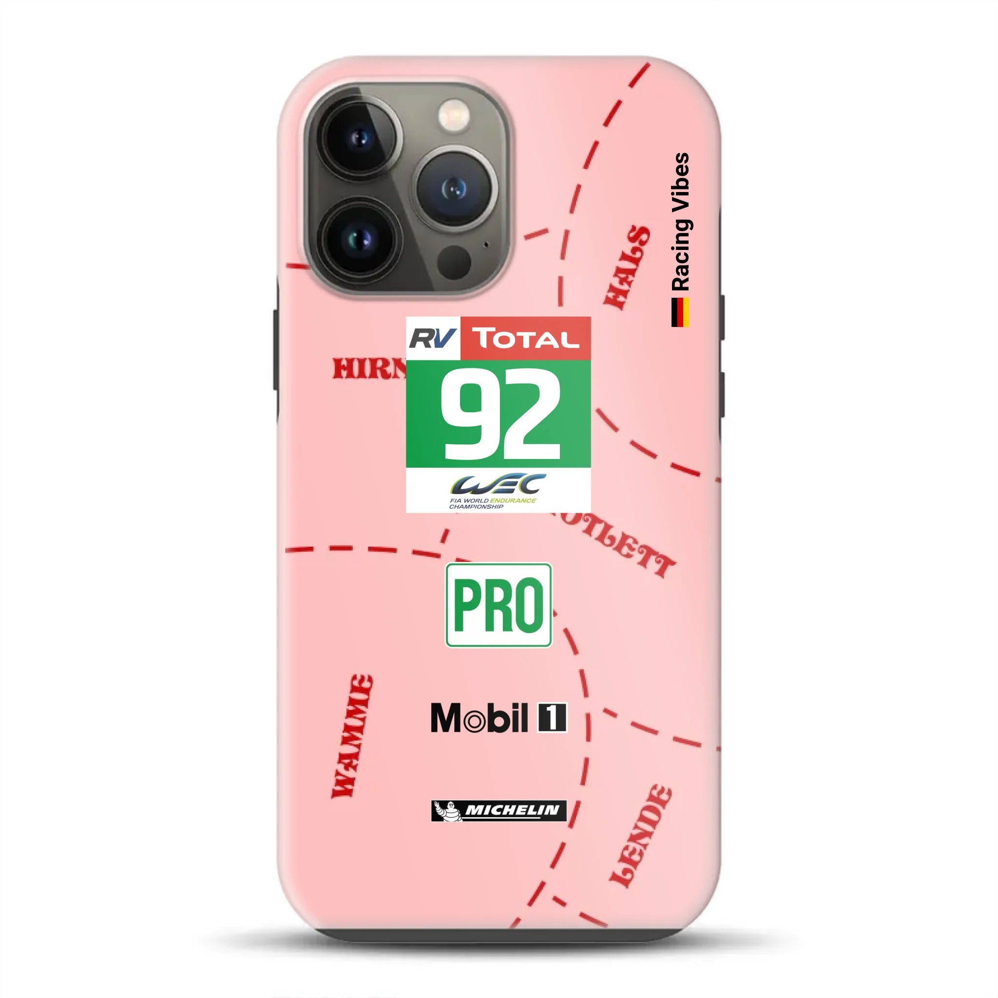 Pink Pig Porsche RSR Livery – Custodia premium personalizzata per iPhone