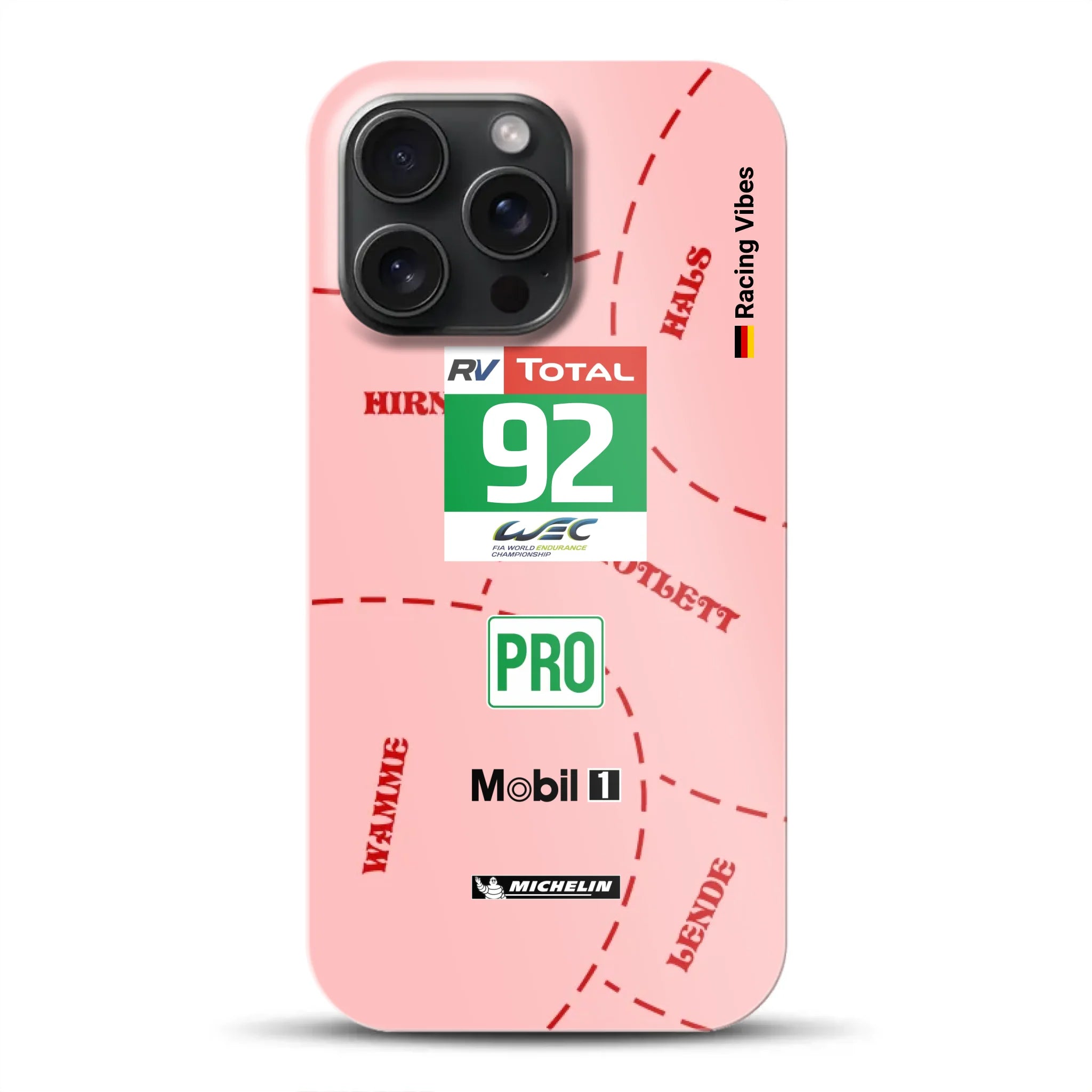 Pink Pig Porsche RSR Livery – Custodia premium personalizzata per iPhone