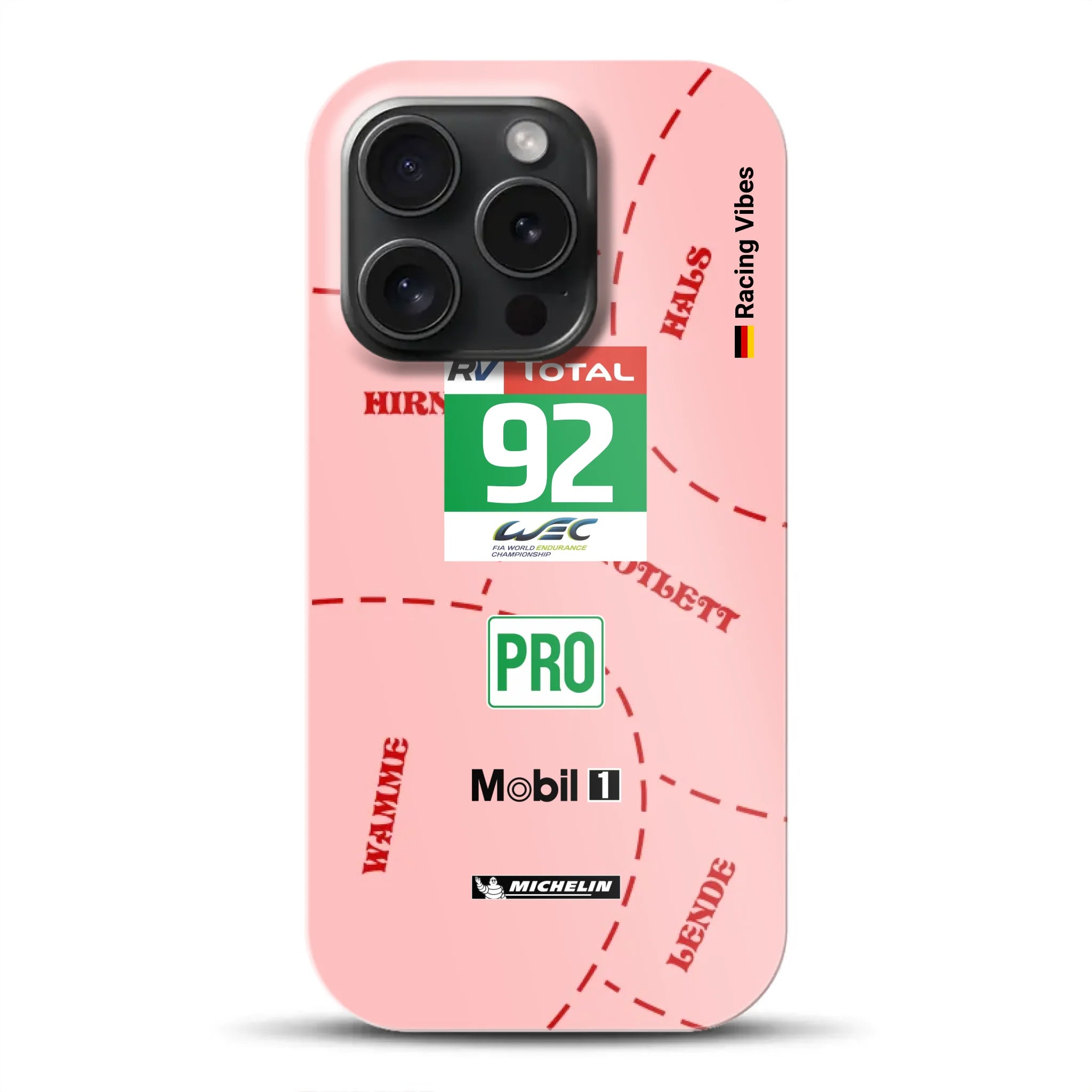 Pink Pig Porsche RSR Livery – Custodia premium personalizzata per iPhone