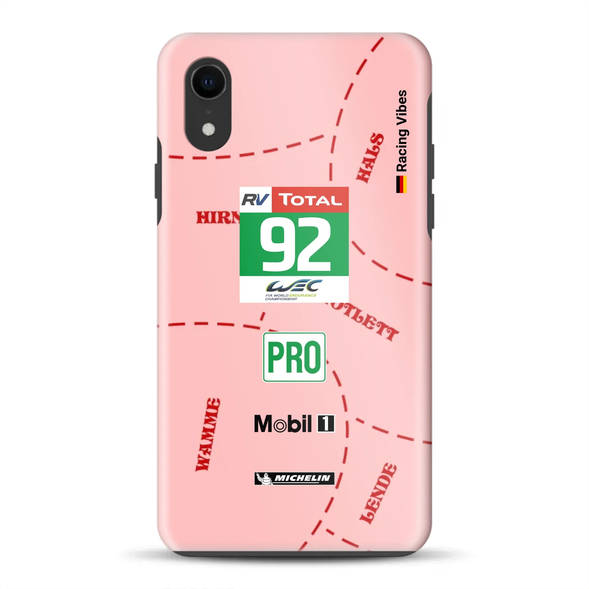 Pink Pig Porsche RSR Livery – Custodia premium personalizzata per iPhone