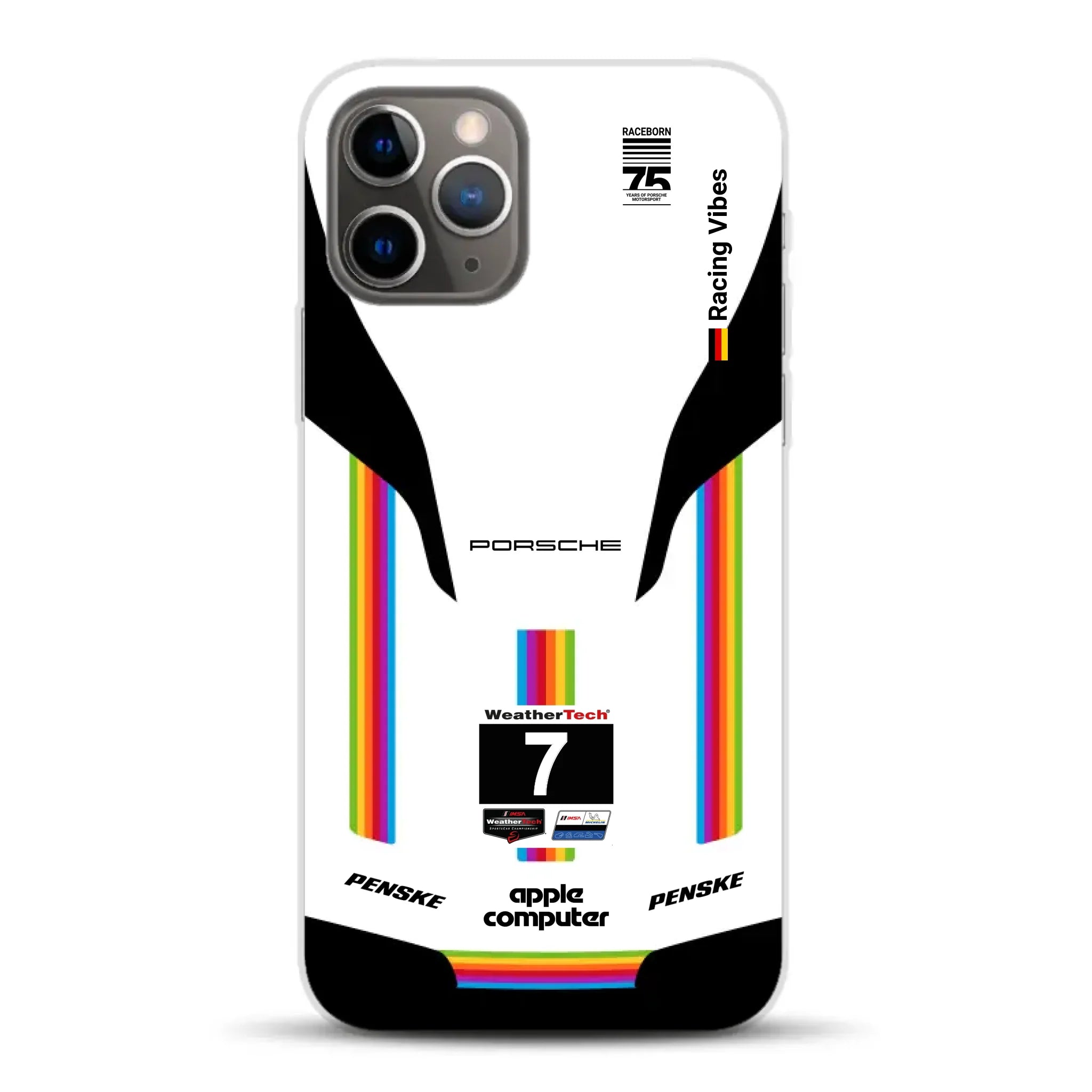 Porsche 963 Apple Retro Livery - Housse de téléphone portable personnalisée pour iPhone
