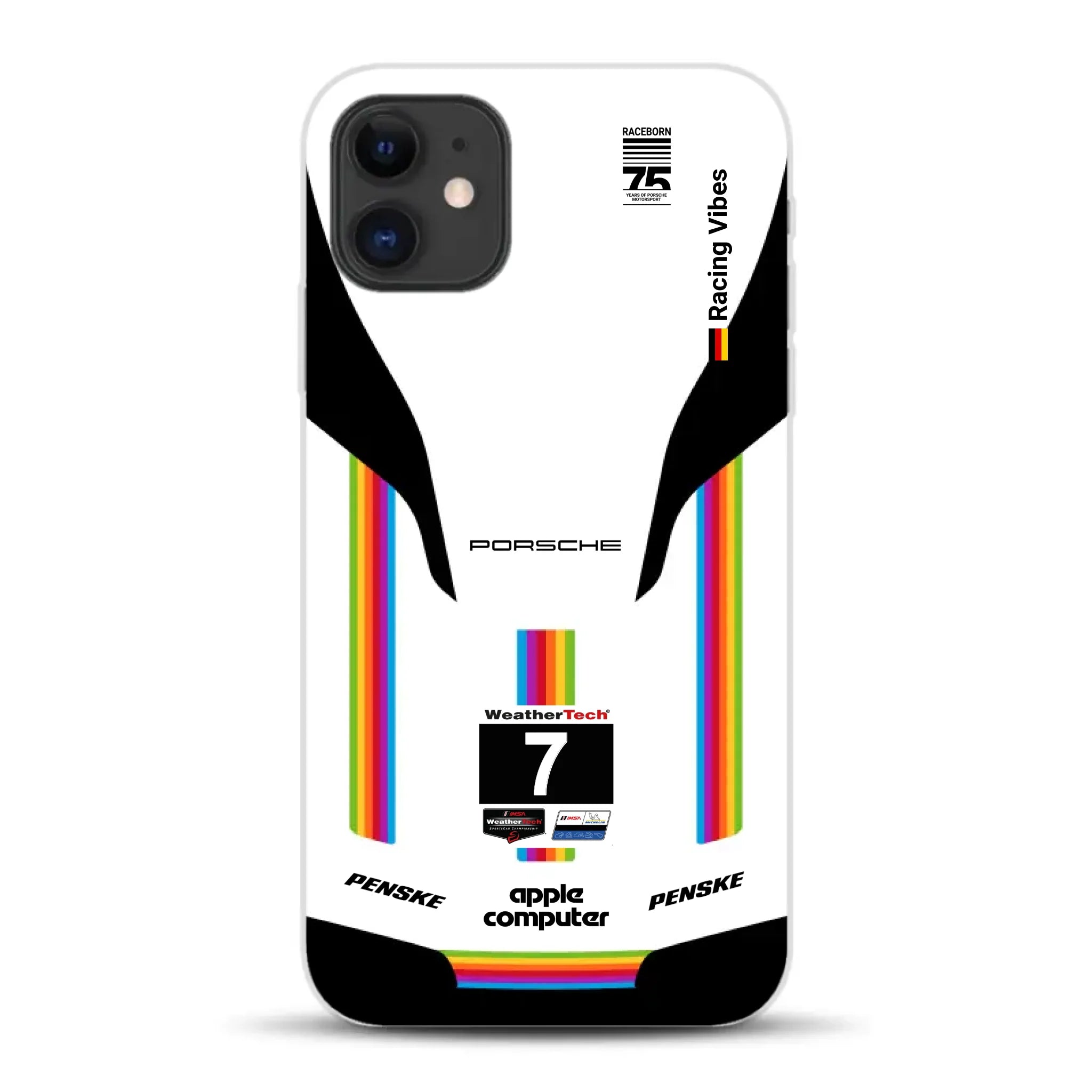 Porsche 963 Apple Retro Livery - Housse de téléphone portable personnalisée pour iPhone